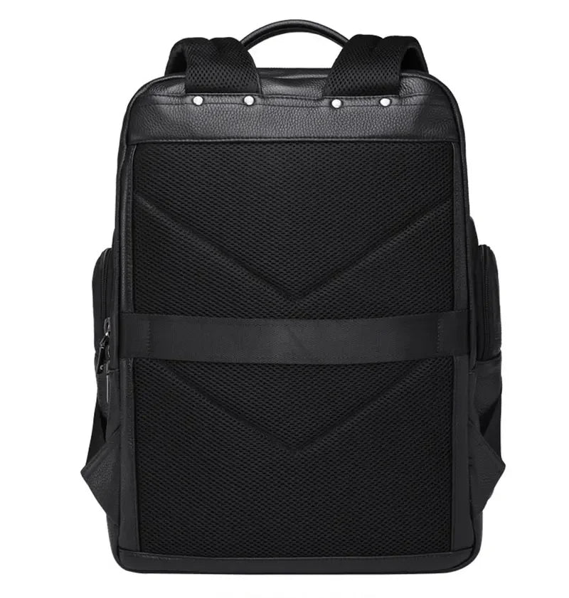 Mochila Executiva de Couro Legítimo Preto Hephaestus