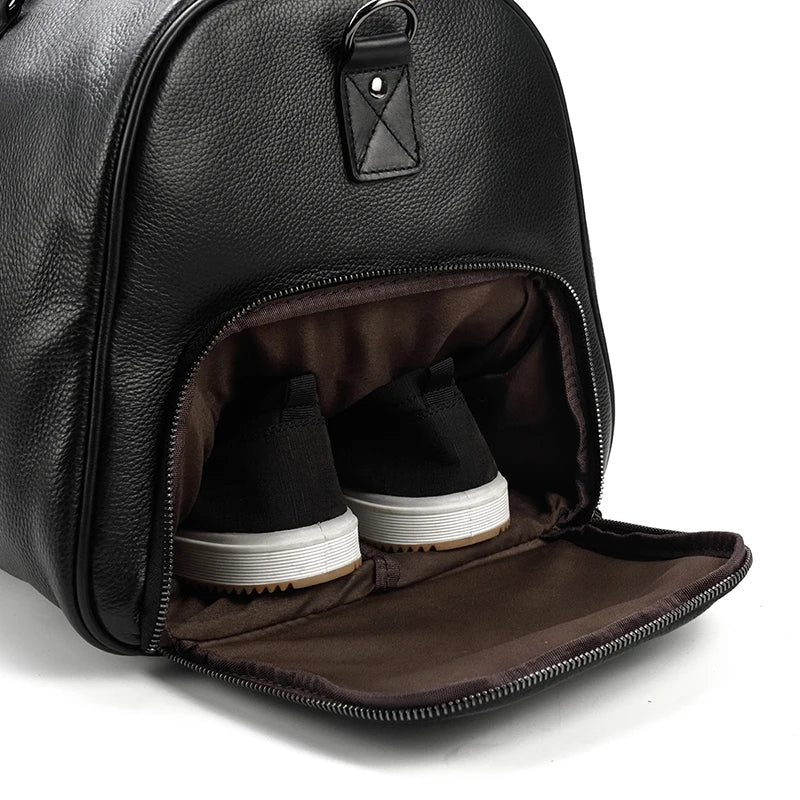 Mala de Viagem de Couro Legítimo Personalizado Preto