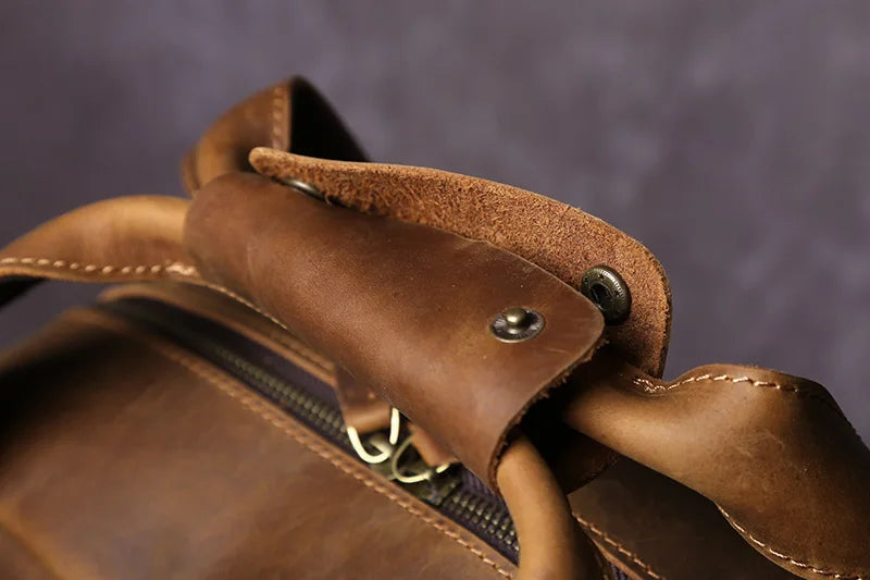 Mochila Executiva Couro Legítimo Vulcan Marrom Escuro