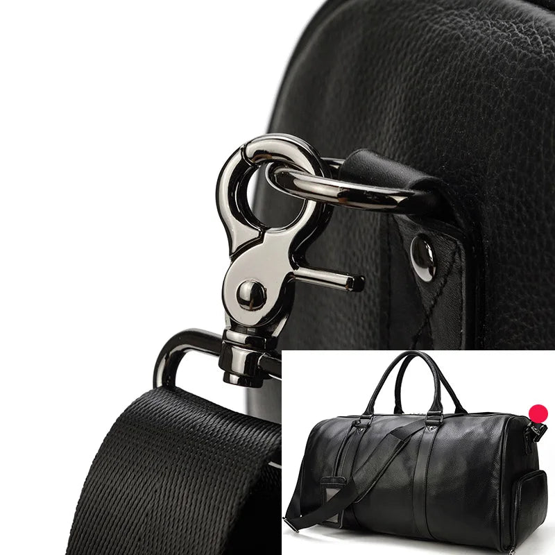 Mala de Viagem de Couro Legítimo Personalizado Preto