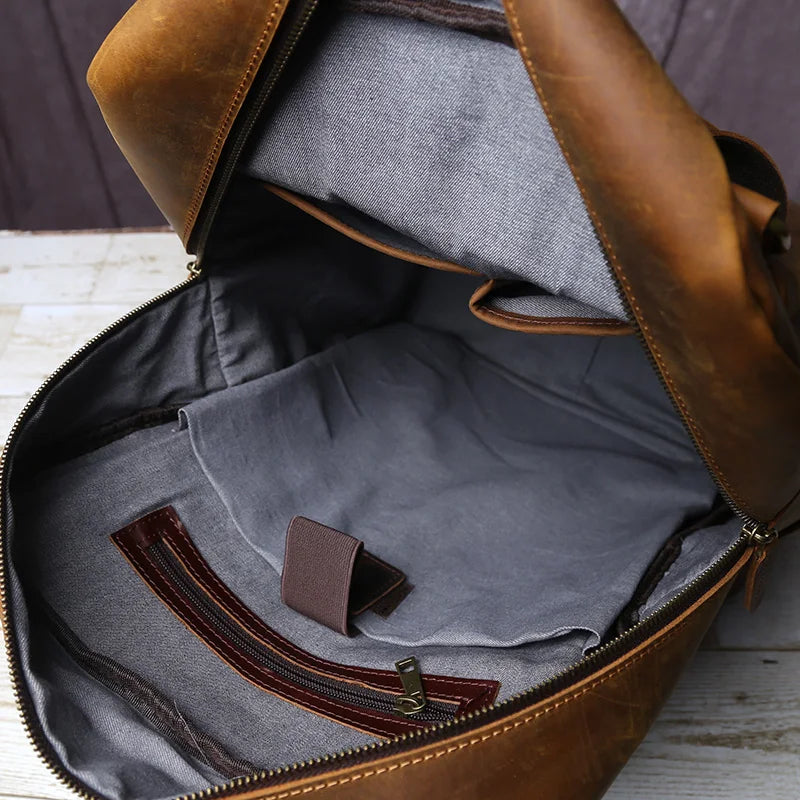Mochila Executiva Couro Legítimo Vulcan Marrom Escuro