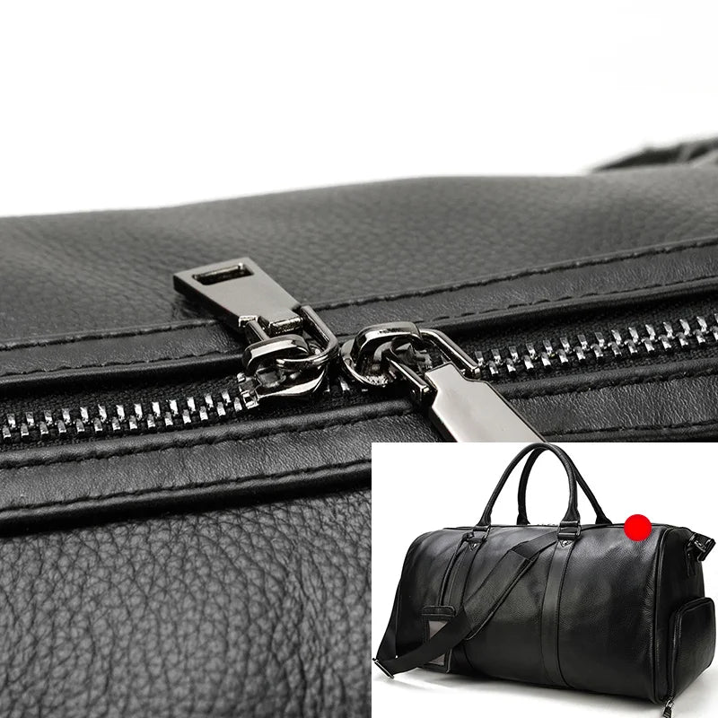 Mala de Viagem de Couro Legítimo Personalizado Preto
