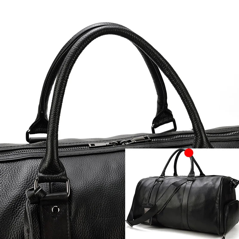 Mala de Viagem de Couro Legítimo Personalizado Preto