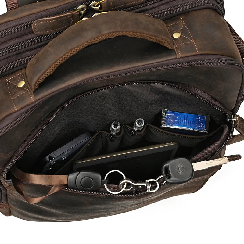 Mochila Executiva de Couro Legítimo Marrom