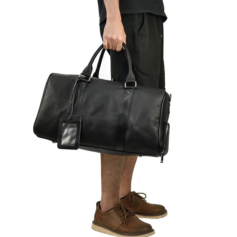 Mala de Viagem de Couro Legítimo Personalizado Preto