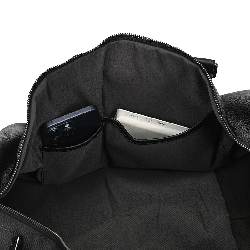 Mala de Viagem de Couro Legítimo Personalizado Preto