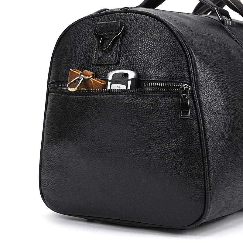 Mala de Viagem de Couro Legítimo Personalizado Preto