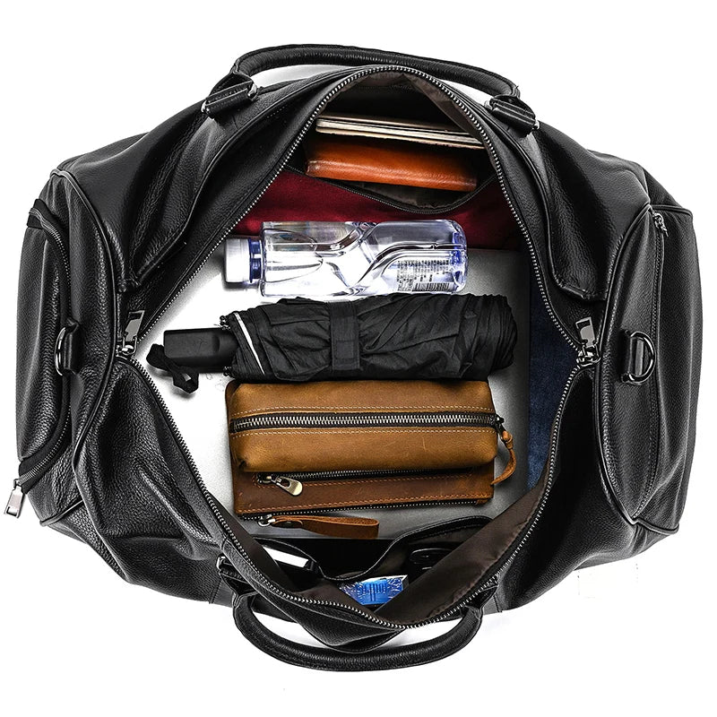 Mala de Viagem de Couro Legítimo Personalizado Marrom Escuro