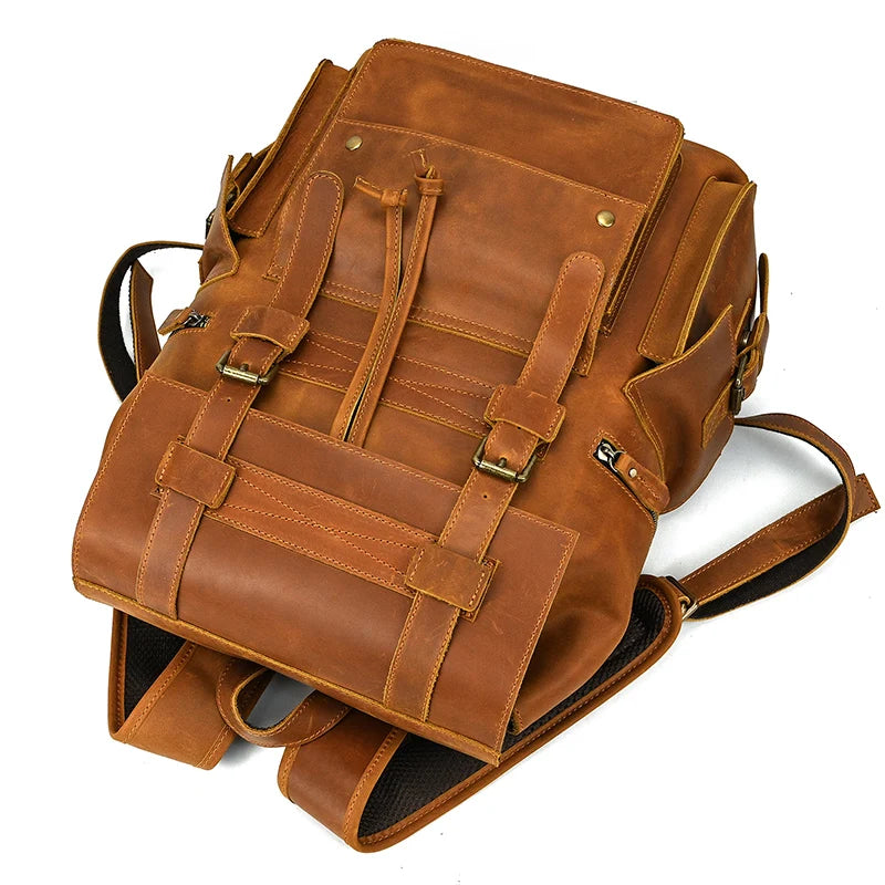 Mochila Executiva em Couro Legítimo Marrom Claro