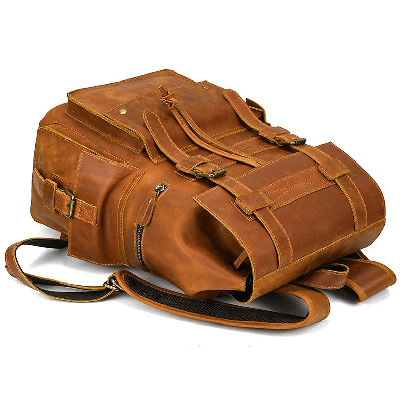 Mochila Executiva em Couro Legítimo Marrom Claro
