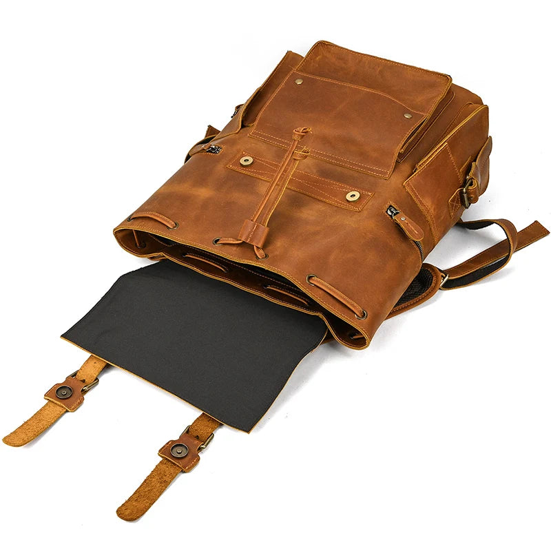Mochila Executiva em Couro Legítimo Marrom Claro