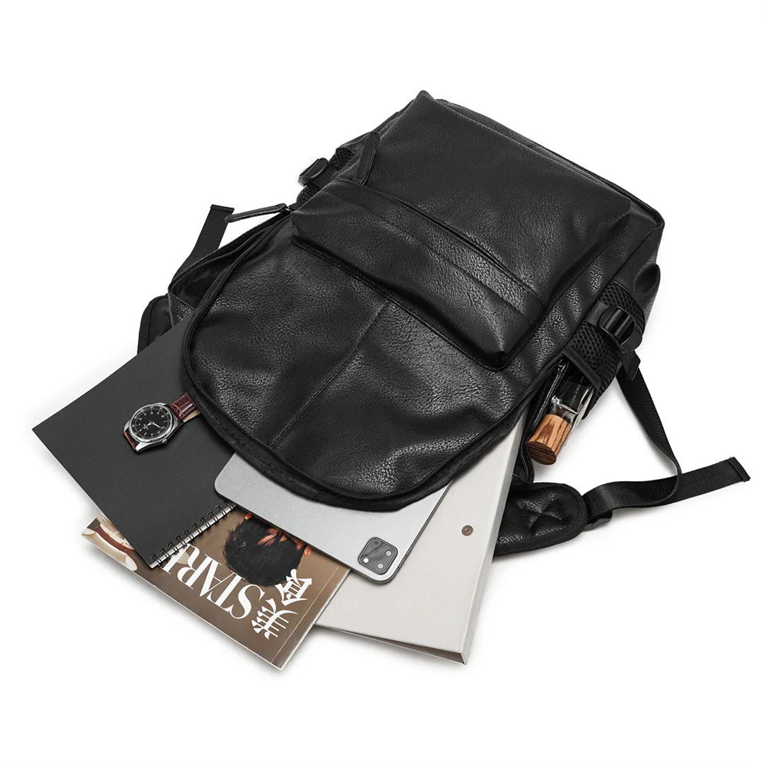 Mochila Executiva Masculina de Couro Preto
