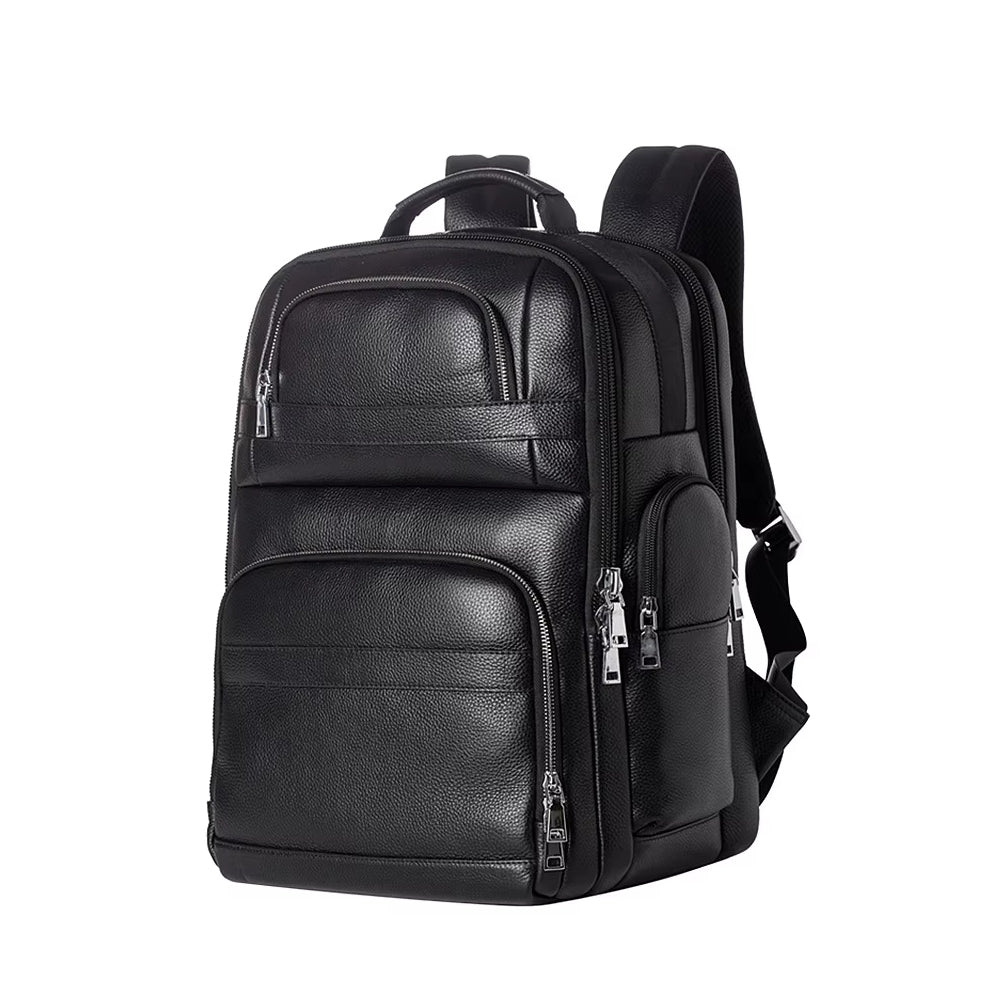 Mochila Executiva de Couro Legítimo Preto Hephaestus