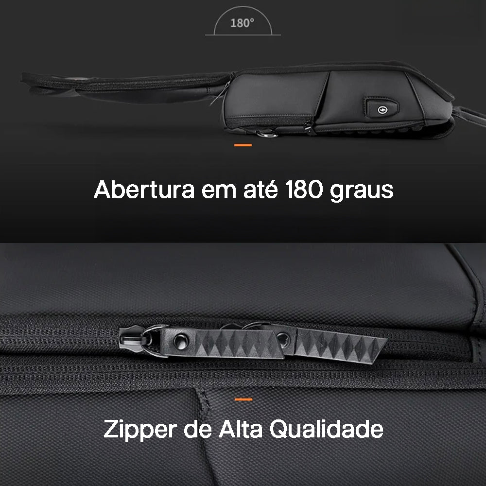 Shoulder Bag Masculina Impermeável Porta USB