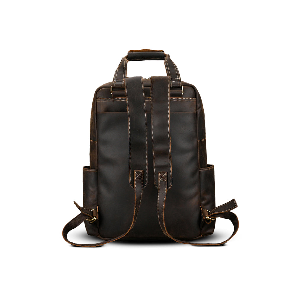 Mochila Executiva Couro Legítimo Vulcan Marrom Escuro