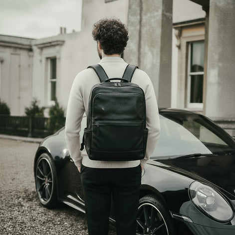 Mochila Executiva em Couro Legítimo Compacta Preto