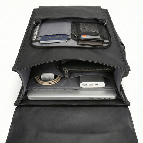 Mochila de Couro Impermeável com 15,6 polegadas