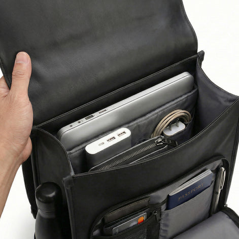 Mochila de Couro Impermeável com 15,6 polegadas