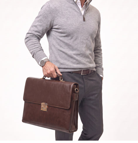 Maleta Executiva Masculina com Senha em Couro Vegano Premium