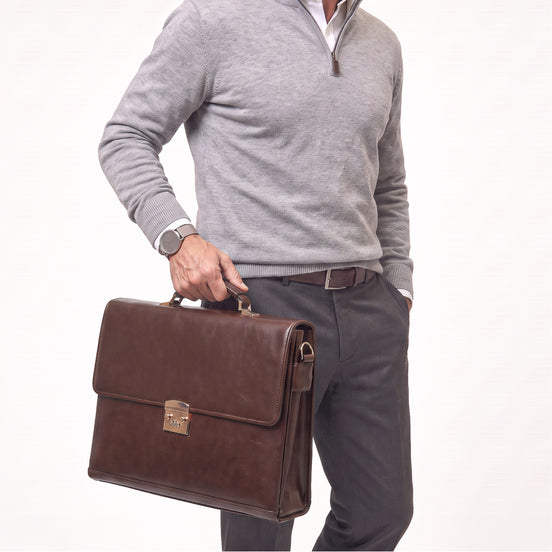 Maleta Executiva Masculina com Senha em Couro Vegano Premium
