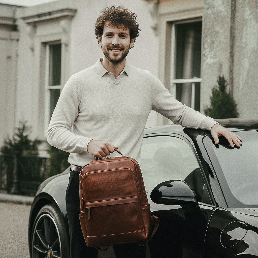 Mochila Executiva em Couro Legítimo Compacta Marrom