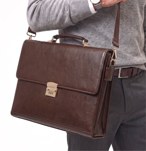 Maleta Executiva Masculina com Senha em Couro Vegano Premium