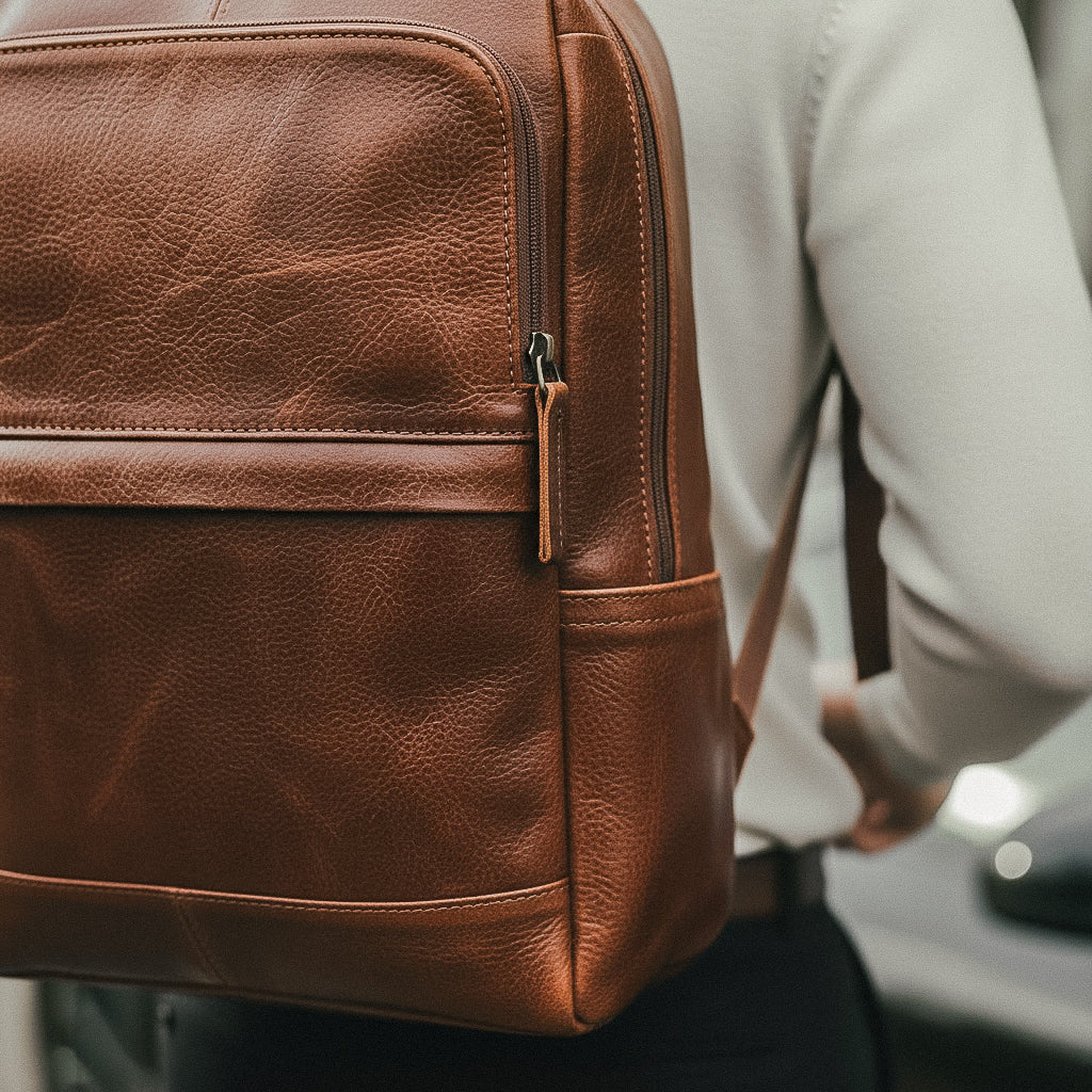 Mochila Executiva em Couro Legítimo Compacta Marrom
