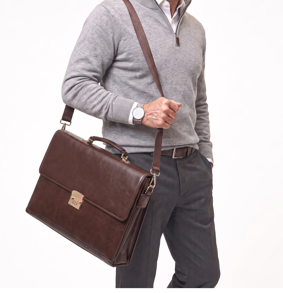 Maleta Executiva Masculina com Senha em Couro Vegano Premium