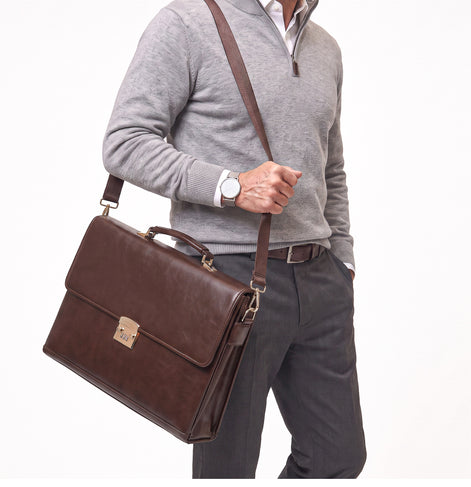 Maleta Executiva Masculina com Senha em Couro Vegano Premium