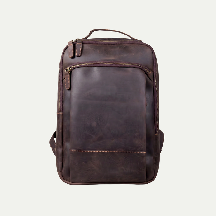 Mochila de Couro Legítimo Masculina para Notebook Vintage