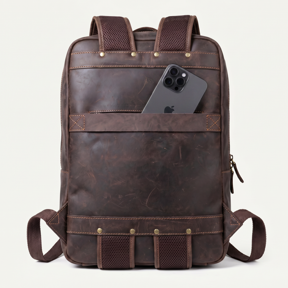 Mochila de Couro Legítimo Masculina para Notebook Vintage