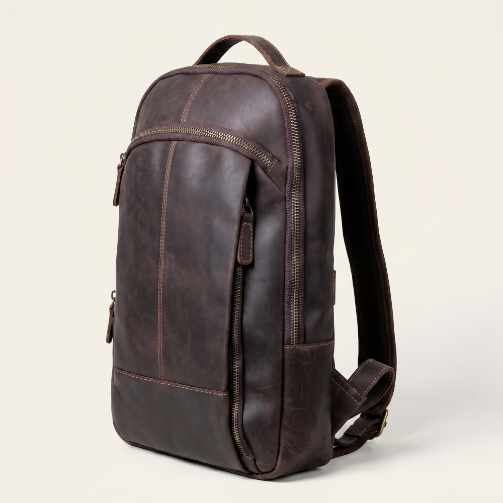 Mochila de Couro Legítimo Masculina para Notebook Vintage