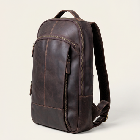 Mochila de Couro Legítimo Masculina para Notebook Vintage