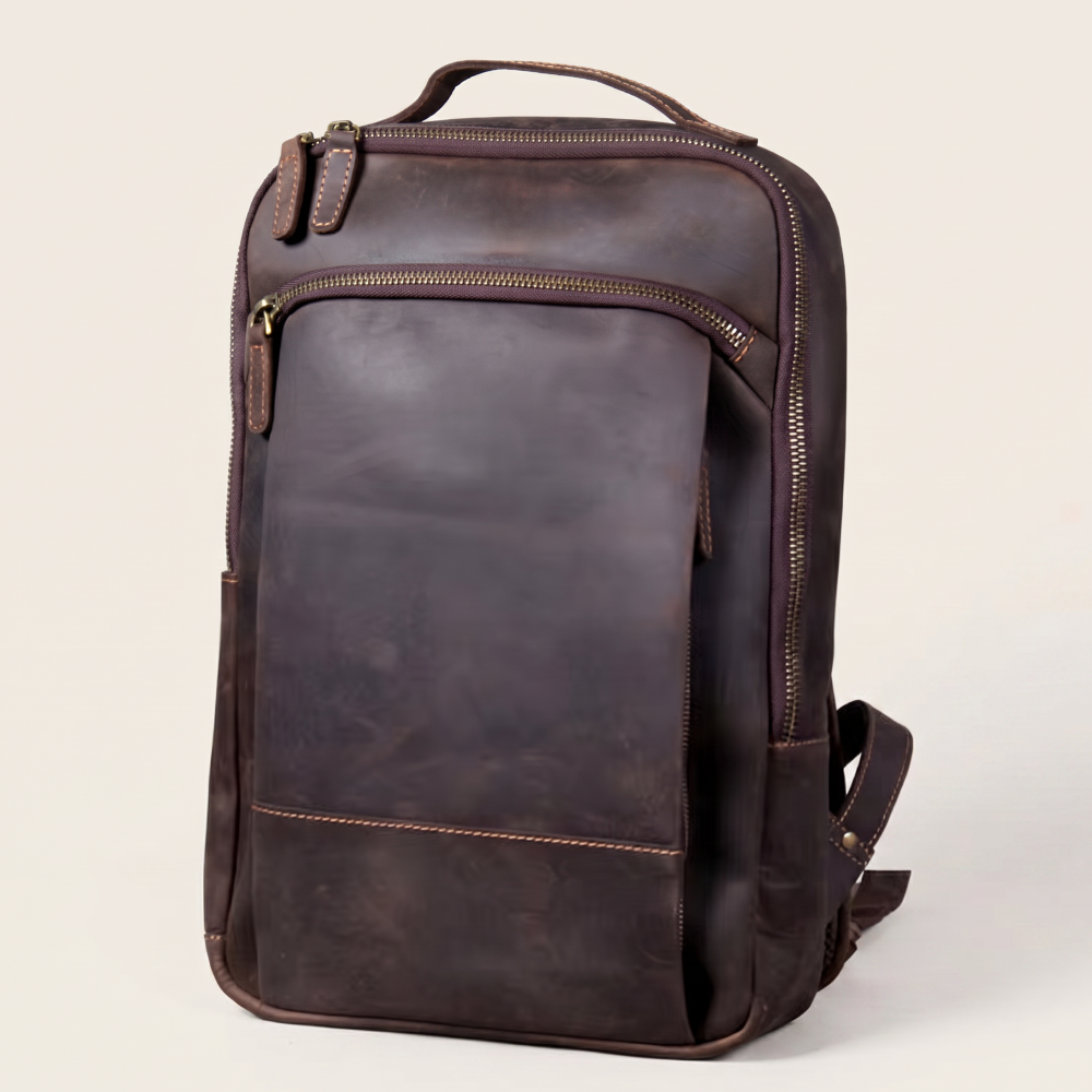 Mochila de Couro Legítimo Masculina para Notebook Vintage