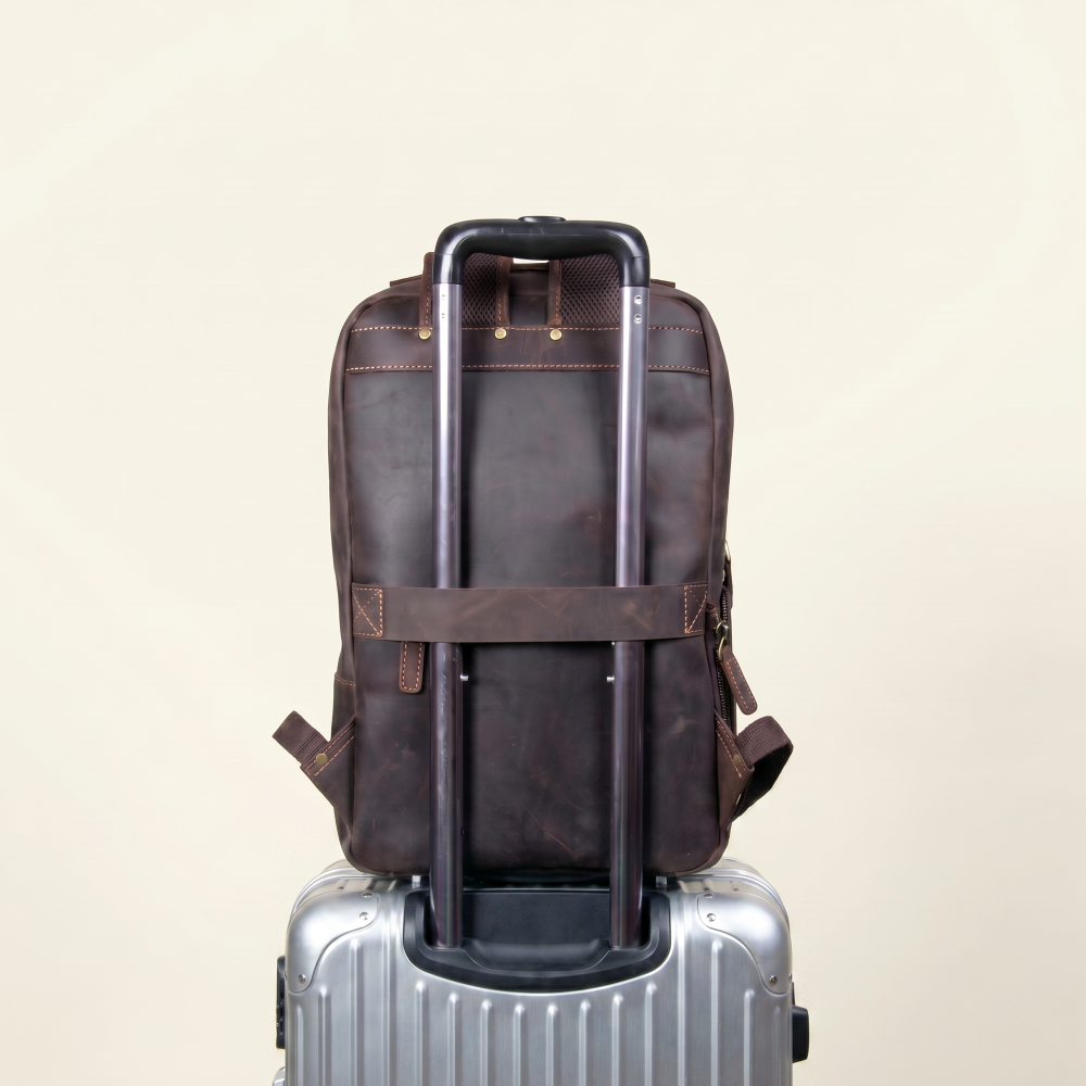 Mochila de Couro Legítimo Masculina para Notebook Vintage