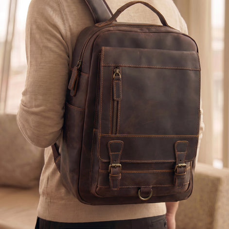 Mochila Executiva em Couro Legítimo para Notebook 15.6