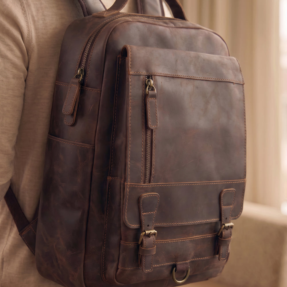 Mochila Executiva em Couro Legítimo para Notebook 15.6