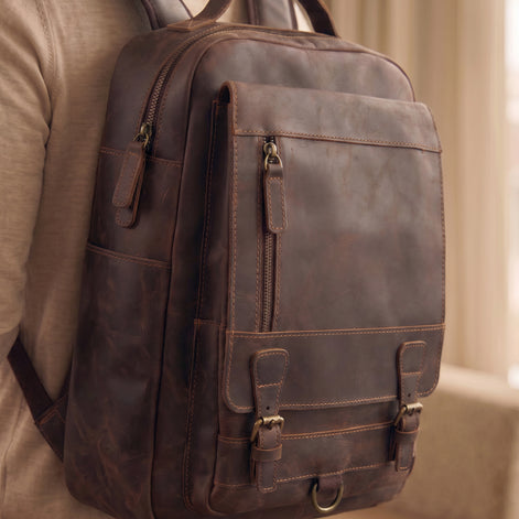 Mochila Executiva em Couro Legítimo para Notebook 15.6