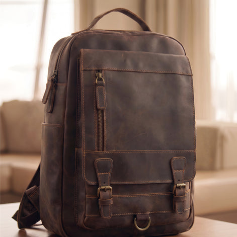 Mochila Executiva em Couro Legítimo para Notebook 15.6