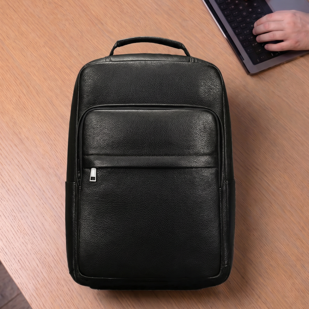 Mochila Executiva Impermeável de Couro Legítimo para Notebook 15.6