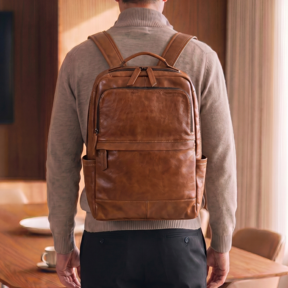Mochila Executiva em Couro Legítimo Compacta Marrom