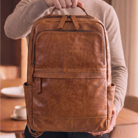Mochila Executiva em Couro Legítimo Compacta Marrom