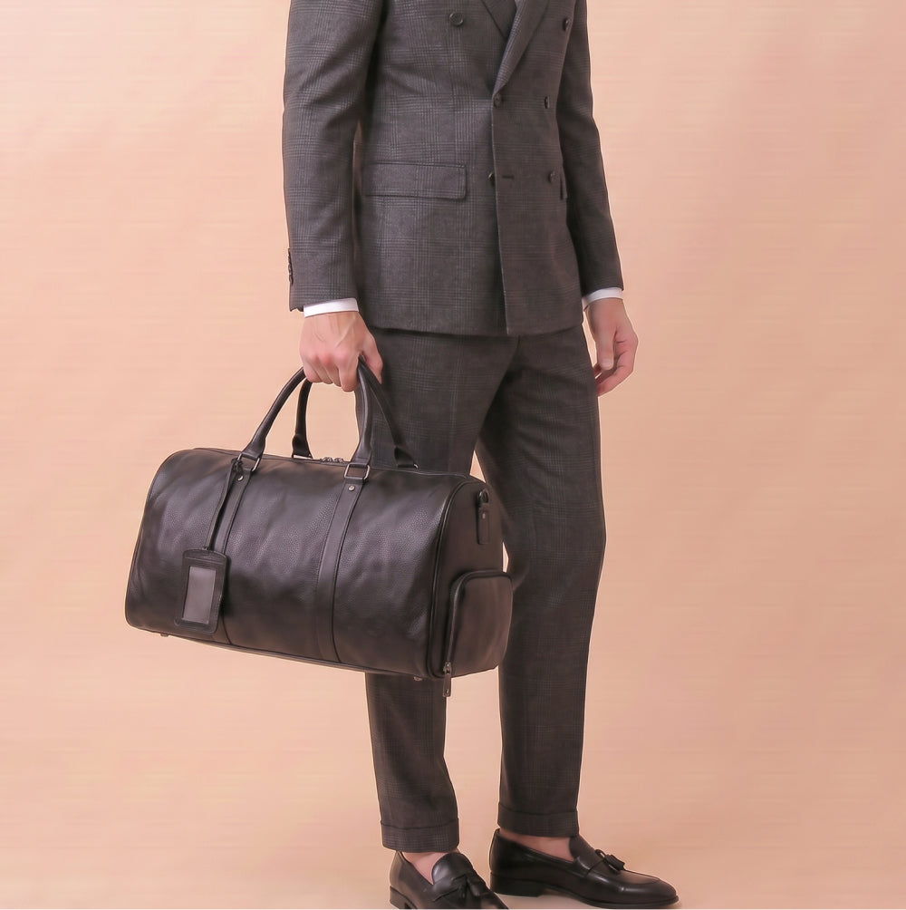 Mala de Viagem de Couro Legítimo Personalizado Preto
