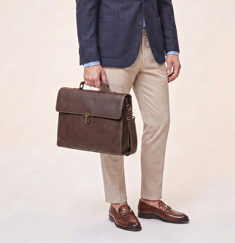 Maleta Executiva Vintage de Couro Legítimo Slim Masculina