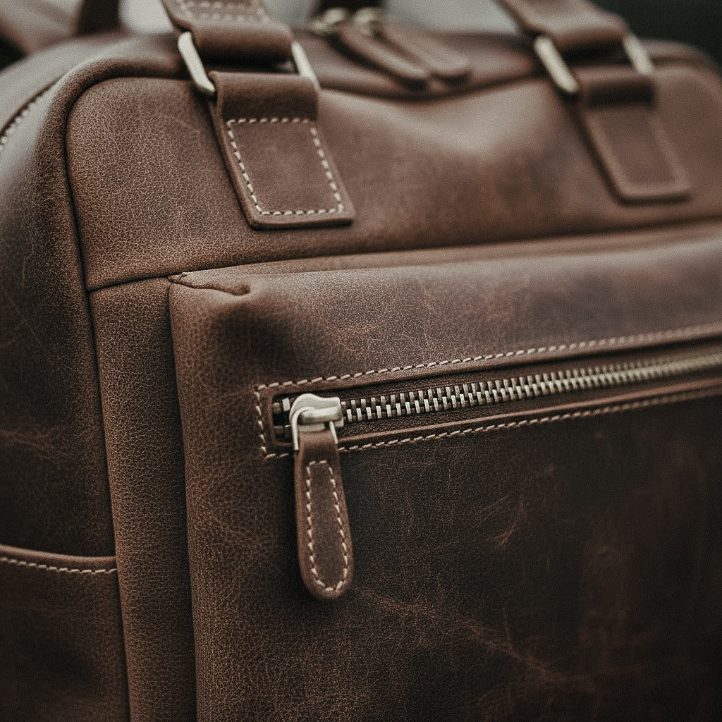 Mochila Executiva Couro Legítimo Vulcan Marrom Escuro