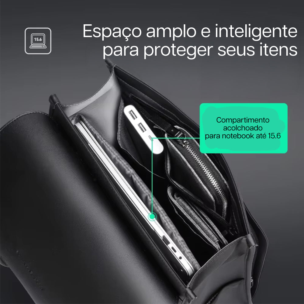 Mochila de Couro Impermeável com 15,6 polegadas