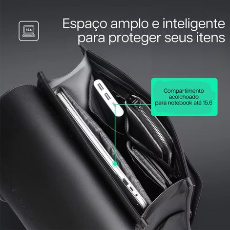 Mochila de Couro Impermeável com 15,6 polegadas