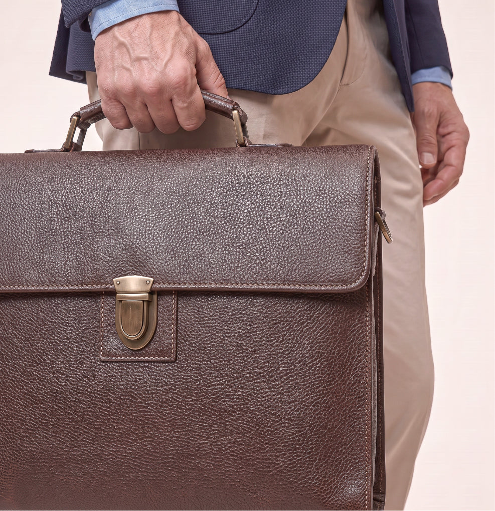 Maleta Executiva Vintage de Couro Legítimo Slim Masculina