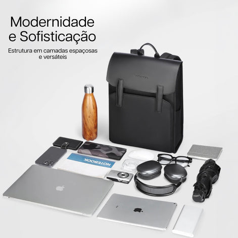 Mochila de Couro Impermeável com 15,6 polegadas