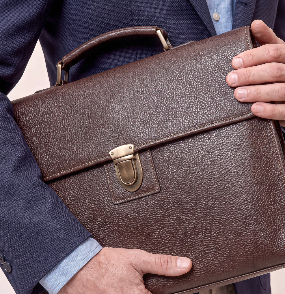 Maleta Executiva Vintage de Couro Legítimo Slim Masculina